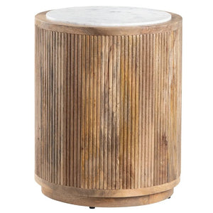 Reeded Mango Wood End Table - Nautical Luxuries