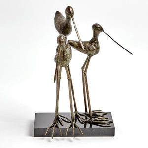 Verdigris Crane Trio Sculpture - Nautical Luxuries