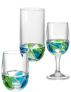 Elle Decor Acrylic Wine Goblets, Set of 4, 15-ounce, Unbreakable Acrylic Wine Glasses, Shatterproof Long Stemmed Glasses, Bar Drinking Cups, Green