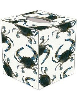 Blue Crabs Decoupage Wood Tissue Box - Nautical Luxuries