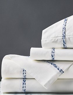 Blue Speckled Bordered Sheet Set - Nautical Luxuries