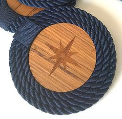 Italian Design Coiled Rope Teak Coaster Set - Nautical Luxuries