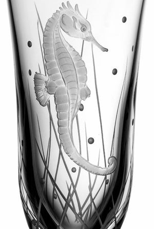 Sea Creatures Hand Engraved Varga Crystal 6-Pc. Champagne Flute Set - Nautical Luxuries