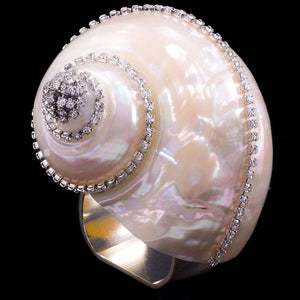 Swarovski Crystal Pearl Turbo Shell Napkin Ring Set - Nautical Luxuries