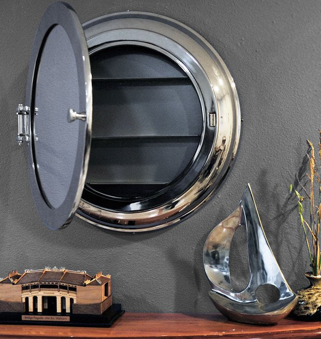 Stateroom Porthole Cabinet Storage Mirror - Nautical Luxuries
