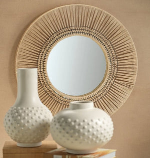 Fine Lines Woven Natural Abaca Beach House Mirrors - Nautical Luxuries