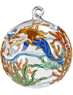 Swimming Mermaid Cloisonné 2-Pc. Glass Ornament Set - Nautical Luxuries