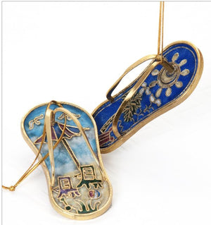Cloisonne Enamel Flip Flop Ornament Set - Nautical Luxuries