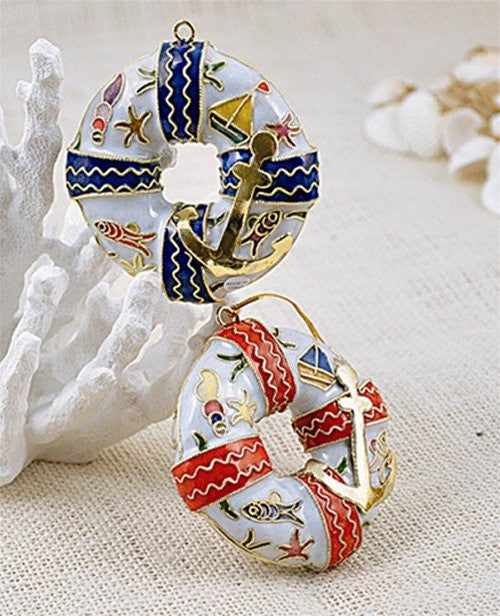 Cloisonne Life Preservers Ornament Set - Nautical Luxuries