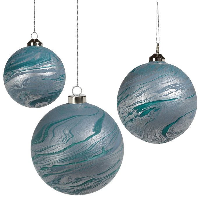 Silver Seas Glass Ball Ornament Sets - Nautical Luxuries