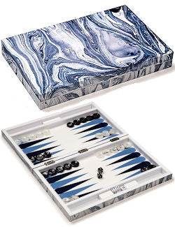 Marble Style Lacquered Superyacht Backgammon Sets - Nautical Luxuries
