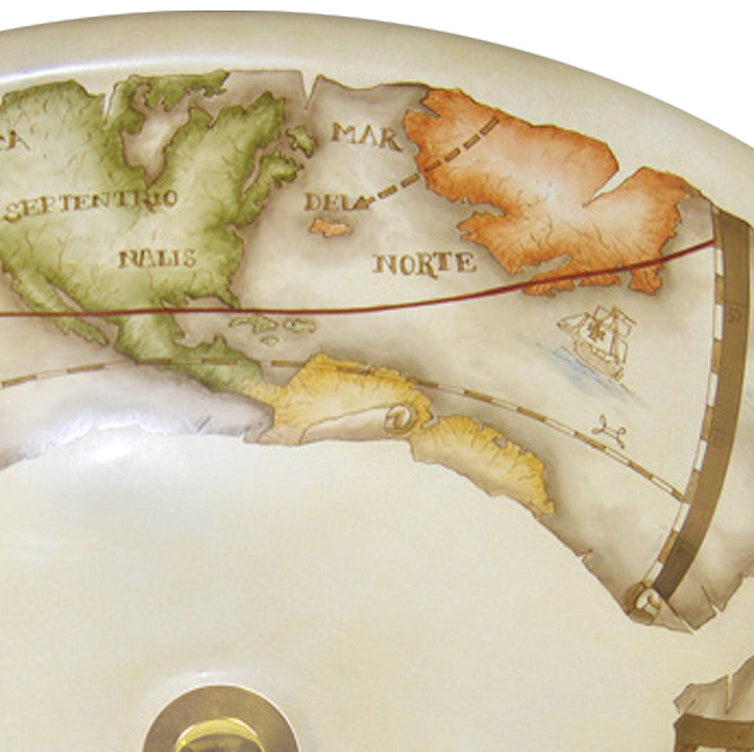 Old World Map Hand-Painted Sink