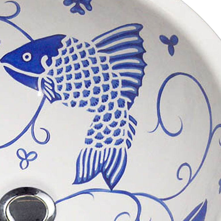 Old Delft Blue Fish Design Coastal Sink