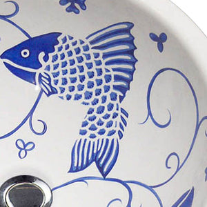 Old Delft Blue Fish Design Coastal Sink