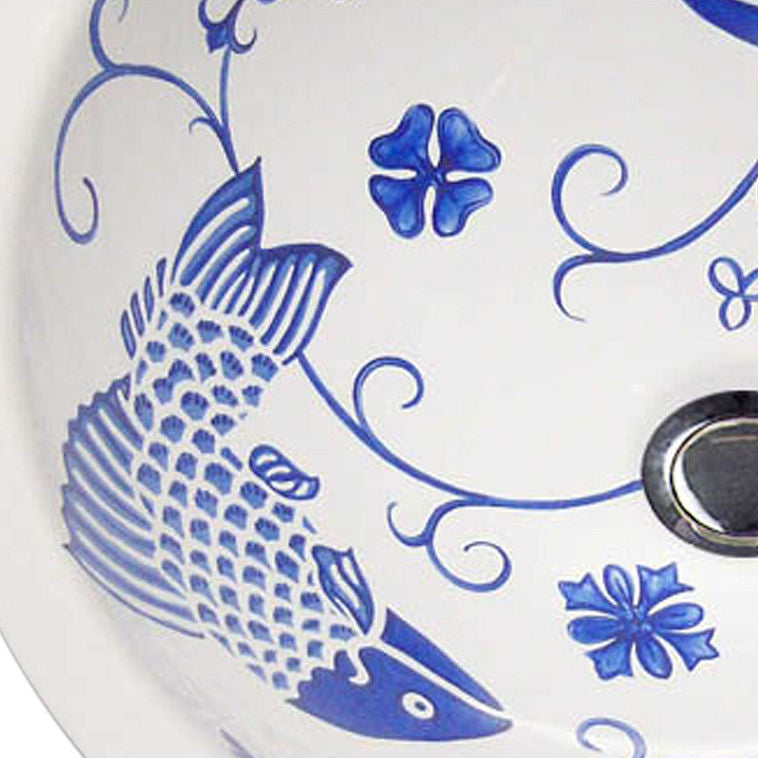 Old Delft Blue Fish Design Coastal Sink