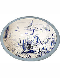 Regatta Sailing Hand-Painted Sink In Blue - Nautical Luxuries