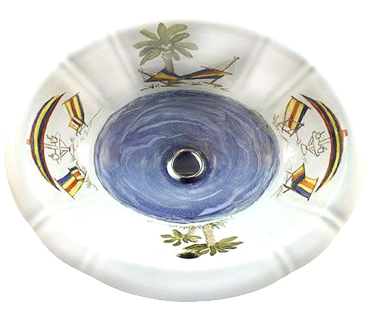 Beach Time Hand-Painted Sink - Nautical Luxuries