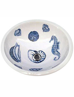 Blue Sea Life Hand-Painted Sink - Nautical Luxuries