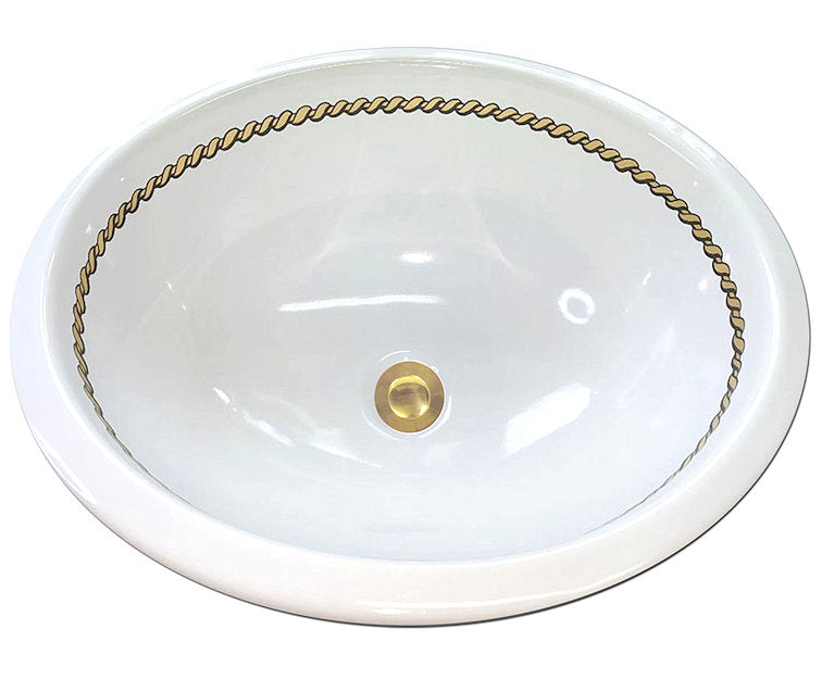 Burnished Gold Rope Hand-Painted Sink - Nautical Luxuries