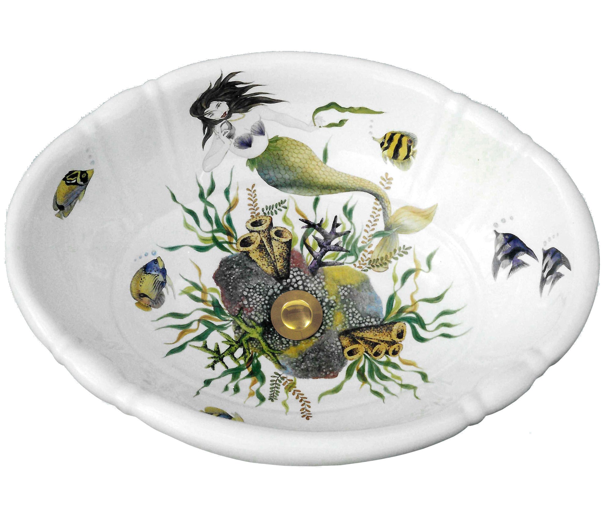 Undersea Mermaid Hand-Painted Sink - Nautical Luxuries