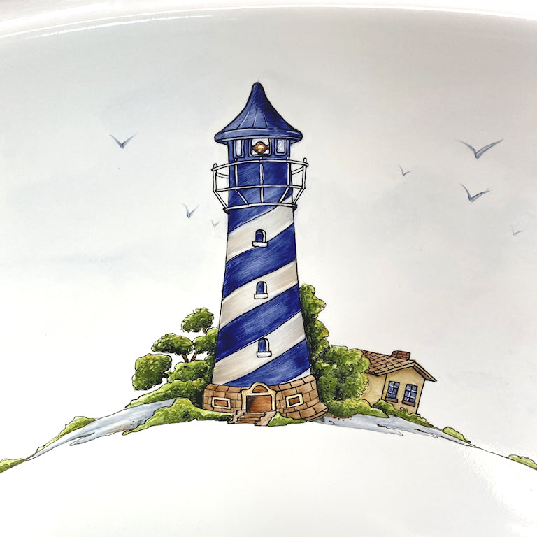 Coastal Lighthouses Hand-Painted Sink - Nautical Luxuries