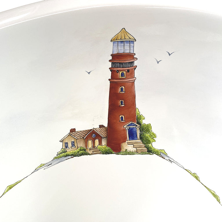 Coastal Lighthouses Hand-Painted Sink - Nautical Luxuries