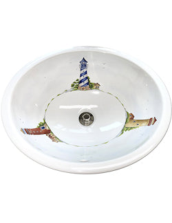 Coastal Lighthouses Hand-Painted Sink - Nautical Luxuries