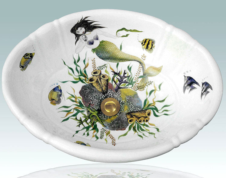 Undersea Mermaid Hand-Painted Sink - Nautical Luxuries