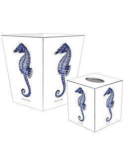 Indigo Seahorse Decoupage Bath Set - Nautical Luxuries