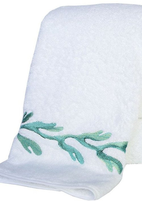 Embroidered Coral Branch Hand Towels - Nautical Luxuries