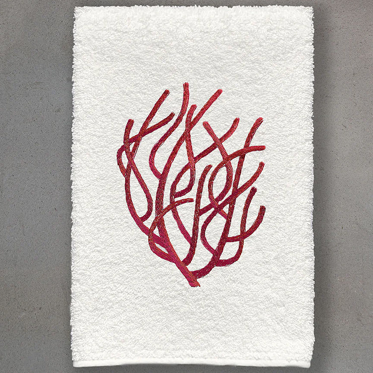 Ocean Coral Embroidered Luxury Towels & Mats - Nautical Luxuries