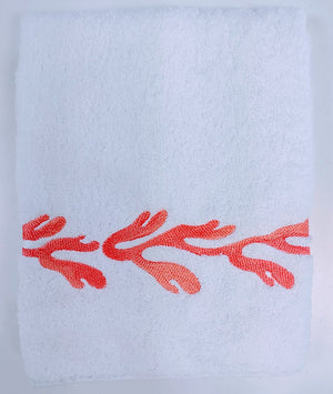 Embroidered Coral Branch Hand Towels - Nautical Luxuries