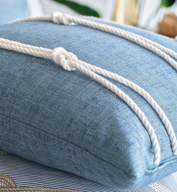 Bluewater Regatta Lake Blue Knotted Accent Pillow - Nautical Luxuries