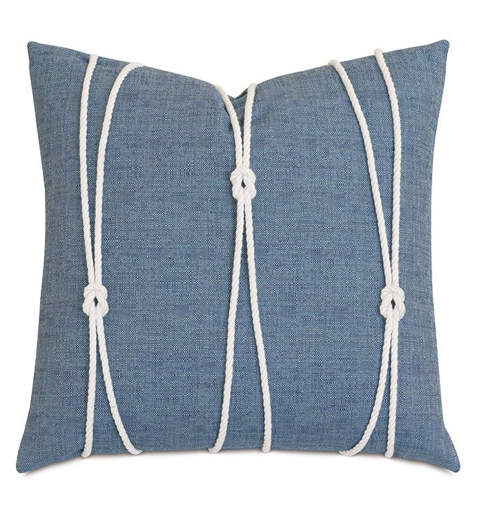 Bluewater Regatta Lake Blue Knotted Accent Pillow - Nautical Luxuries