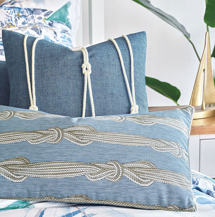 Bluewater Regatta Lake Blue Knotted Accent Pillow - Nautical Luxuries