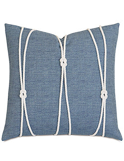 Bluewater Regatta Lake Blue Knotted Accent Pillow - Nautical Luxuries