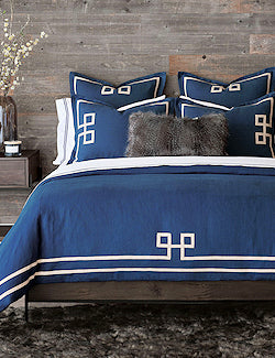 Indigo Isle Fret Appliqué Bedding Collection - Nautical Luxuries