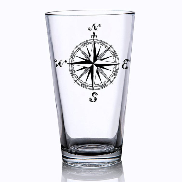 Vintage Compass Rose Glass Barware Nautical Luxuries