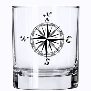 Vintage Compass Rose Glass Barware - Nautical Luxuries