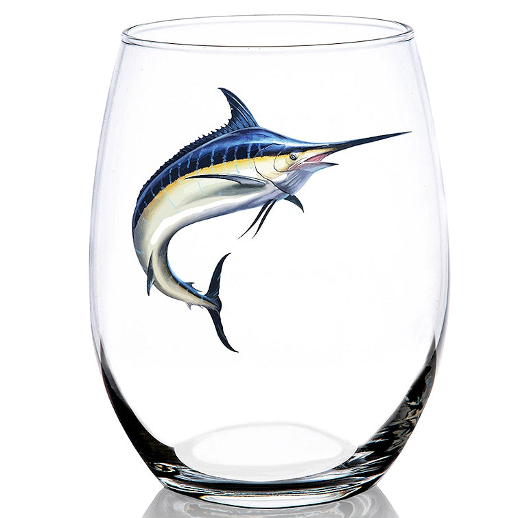 Blue Marlin Glass Barware - Nautical Luxuries