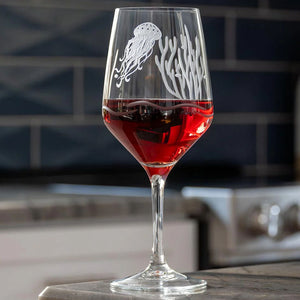 Ocean's Bounty Etched Wine Glass Set