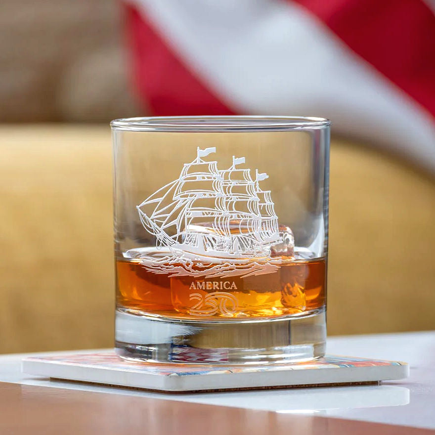 250th Anniversary Tall Ship 4-Pc. Rocks Glass Set– Nautical Luxuries