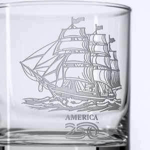 250th Anniversary Tall Ship 4-Pc. Rocks Glass Set - Nautical Luxuries