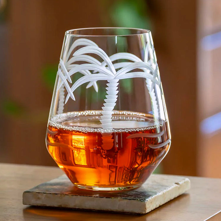 Palm Island Etched Glass Barware Collection - Nautical Luxuries