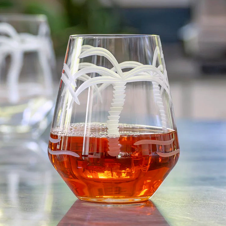 Palm Island Etched Glass Barware Collection - Nautical Luxuries