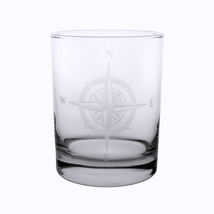 Compass Rose Etched Barware Collection - Nautical Luxuries