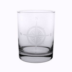 Compass Rose Etched Barware Collection - Nautical Luxuries