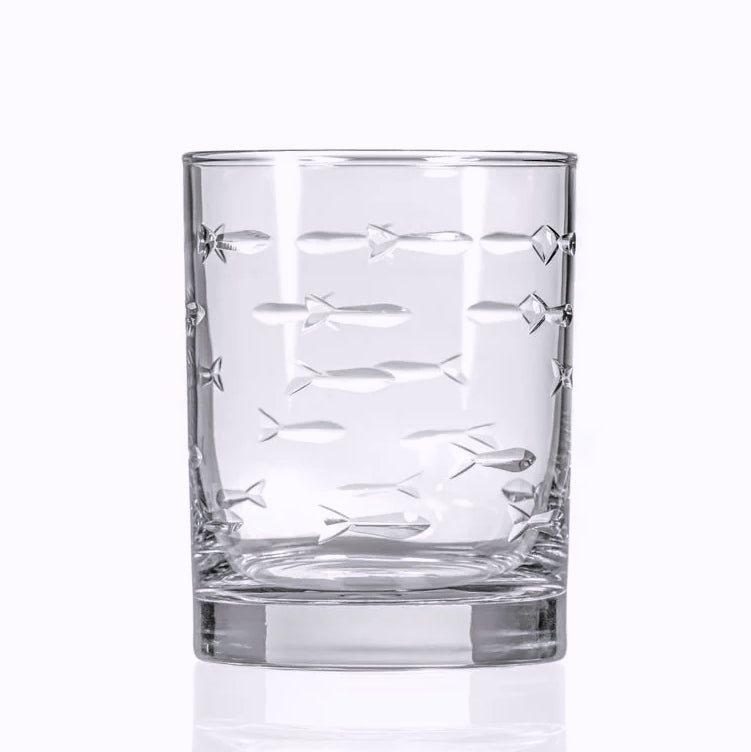 Etched Fish Coastal Barware/Stemware Collection - Nautical Luxuries