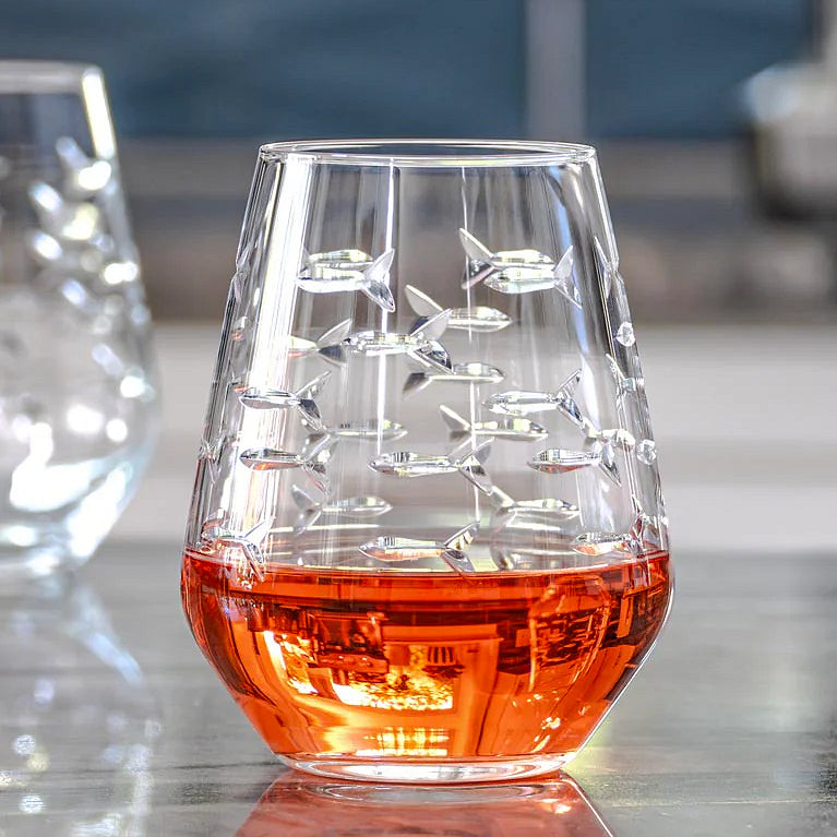 Etched Fish Coastal Barware/Stemware Collection - Nautical Luxuries