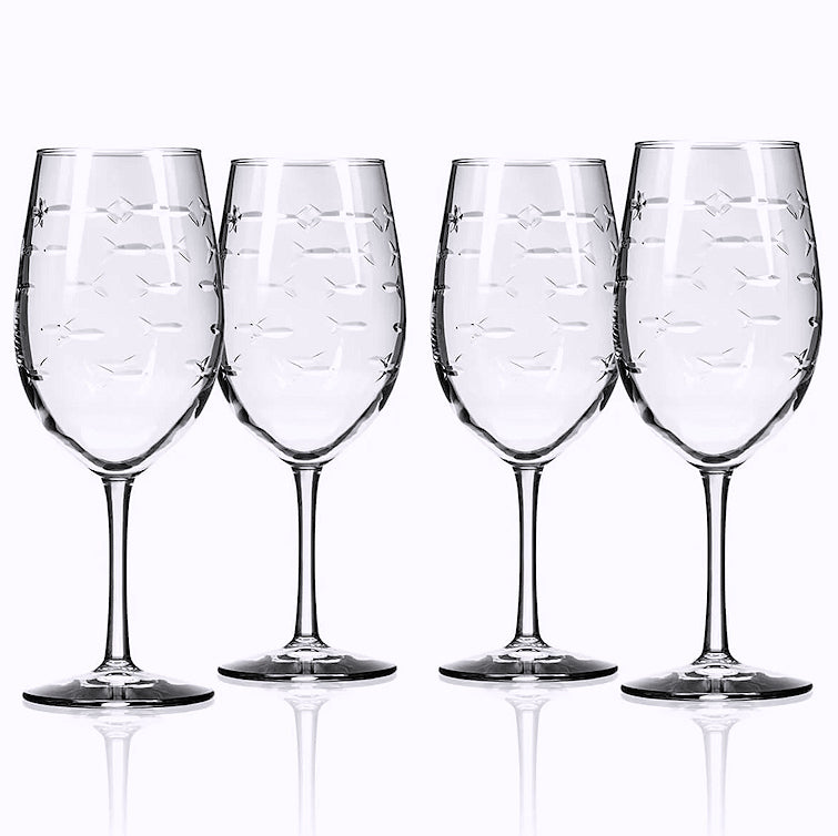 Etched Fish Coastal Barware/Stemware Collection - Nautical Luxuries